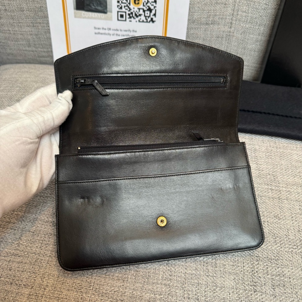 ❌SOLD❌Chanel CC Lambskin Wallet Clutch Black Gold Pristine WOC StyleAuthenticate - Picture 6 of 17